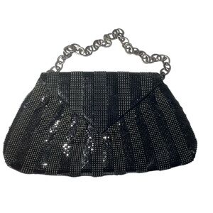 BCBGMAXAZRIA Womens Silver Chainlink Handle Metal Mesh Vintage 1995 Formal Bag